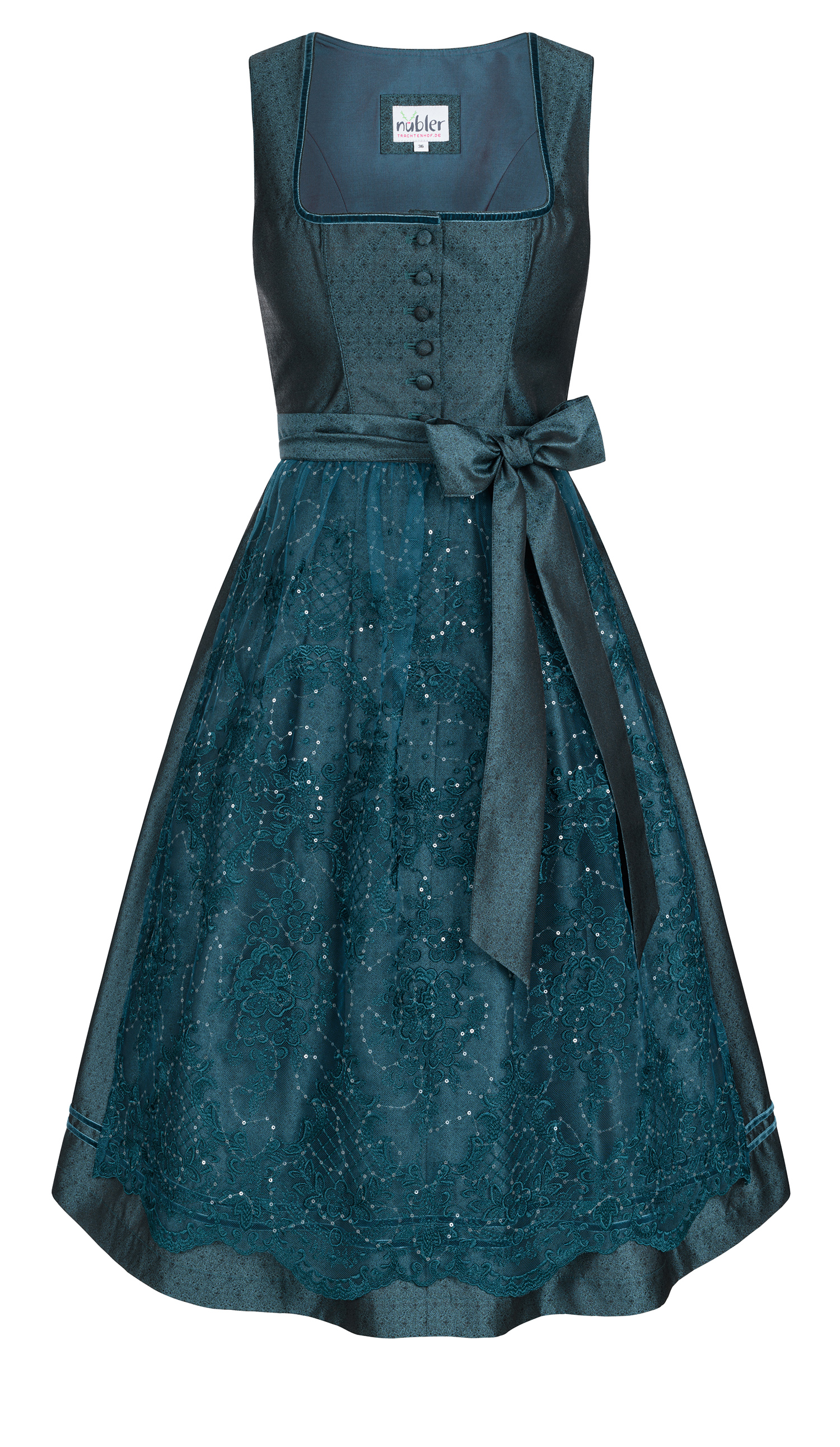 Midi Dirndl Kerala in Ozeanblau von Nübler