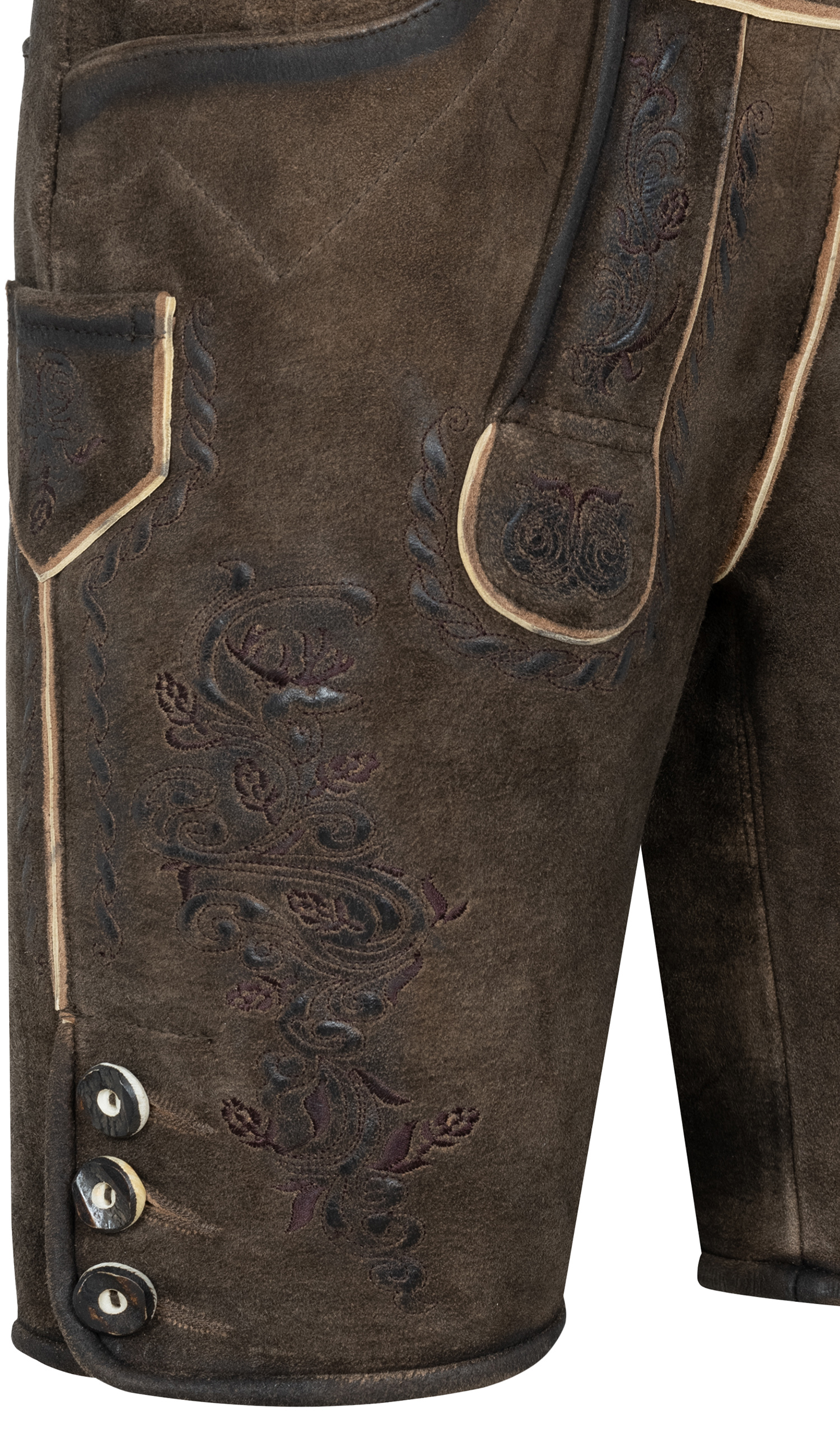 Lederhose kurz Lasse in Aschbraun von Nübler