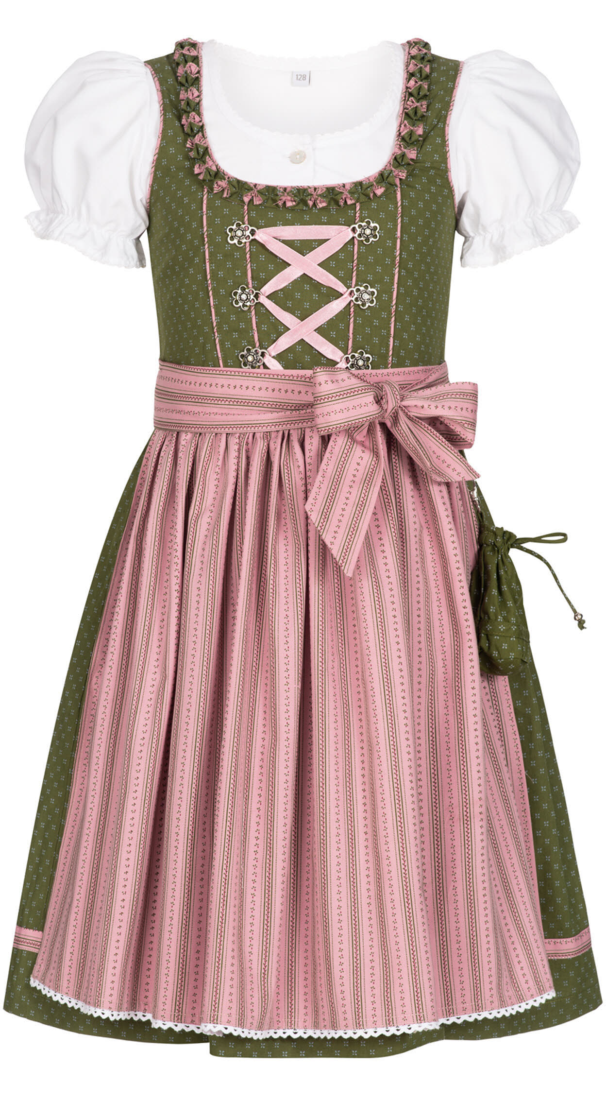 Kinderdirndl Nabilia in Grün, 3-teiliges Set
