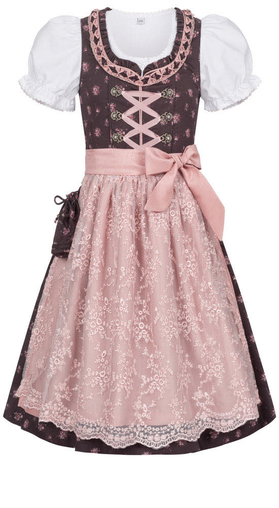 Kinderdirndl Rosalie in Bordeaux Rot, 3-teiliges Set