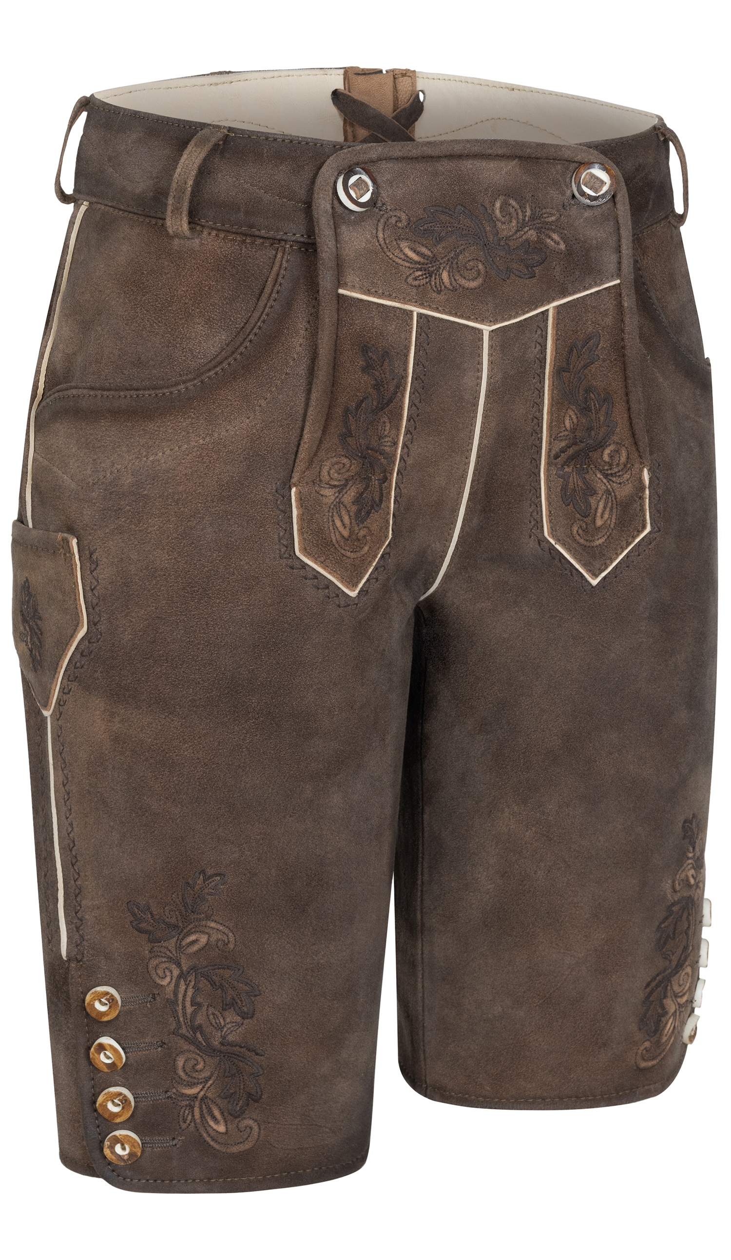 Lederhose kurz Antonia in Kaffeebraun von Nübler