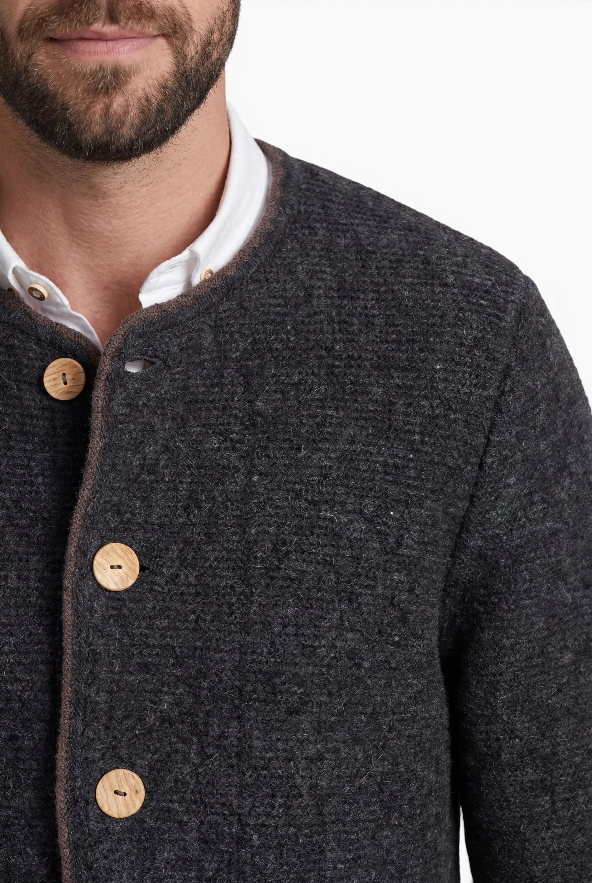 Herren Trachtenstrickjacke Langarm Hannes in Anthrazit