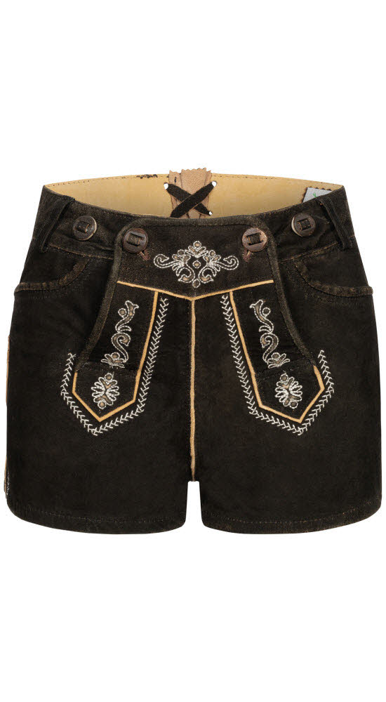 Lederhose Hotpants Hanna in Espresso Braun von Nübler