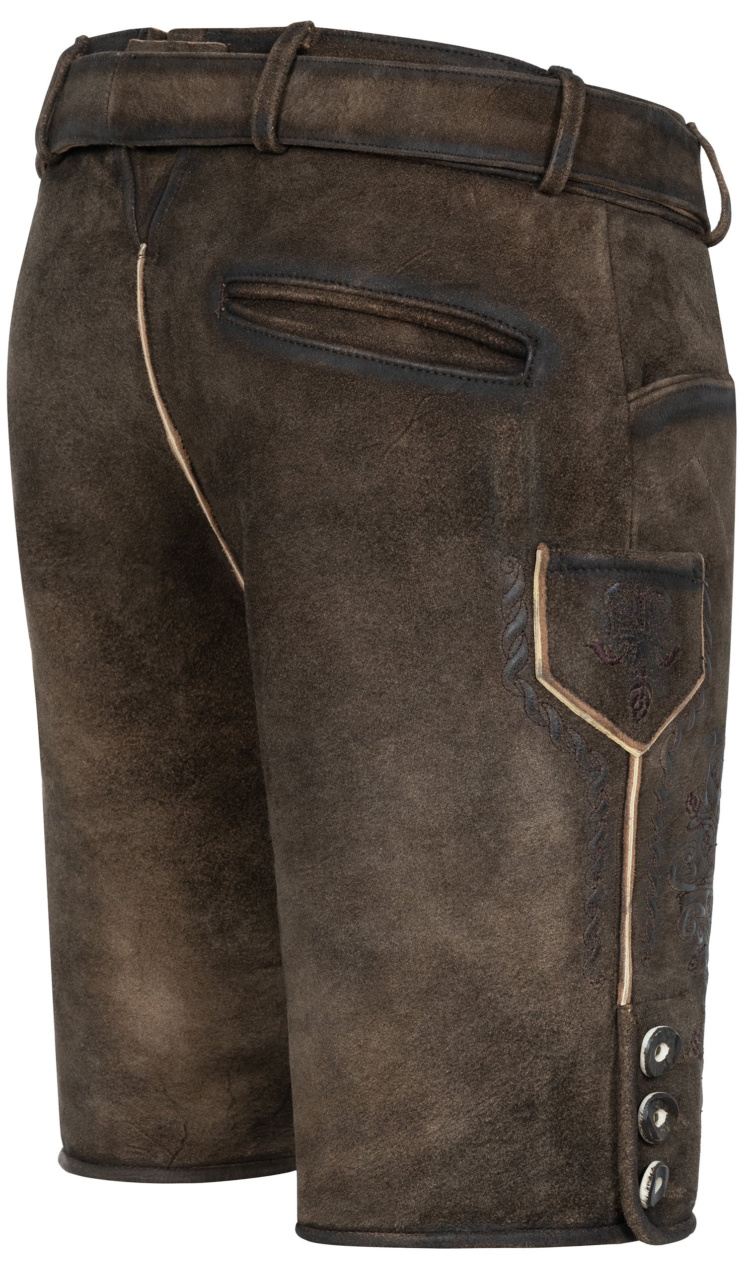 Lederhose kurz Lasse in Aschbraun von Nübler