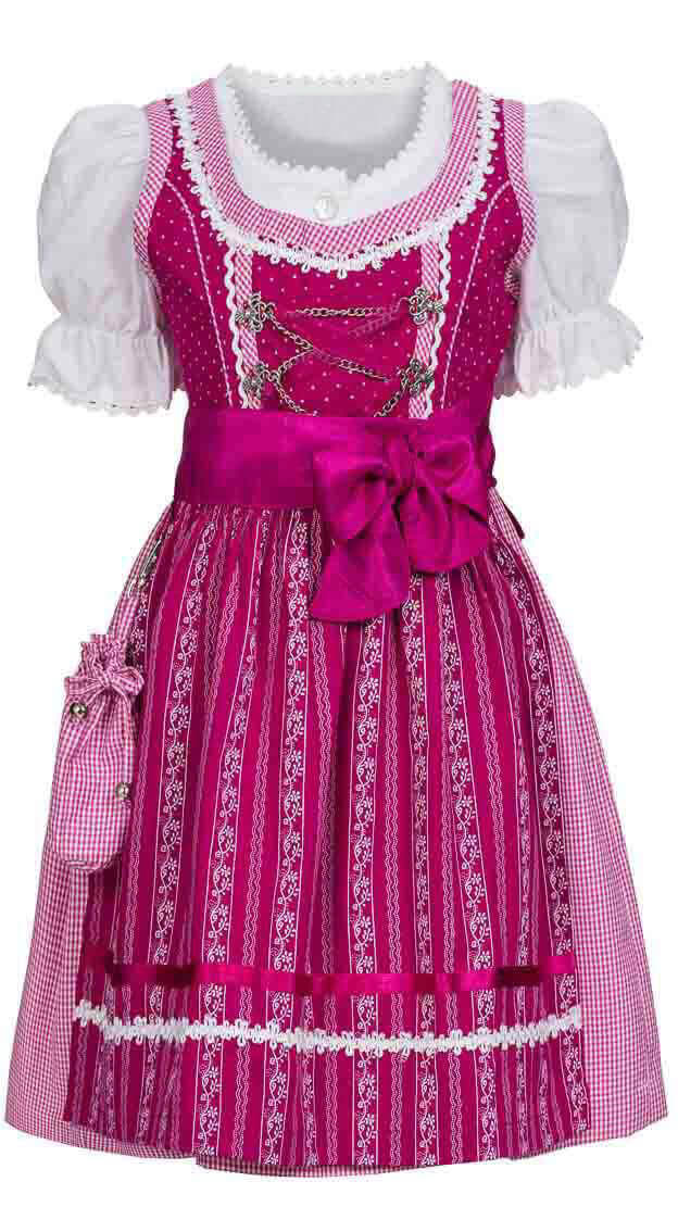 Kinderdirndl Anja in Beere, 3-teiliges Set