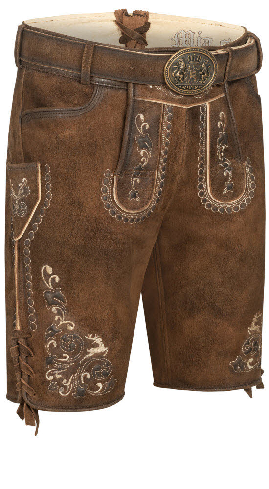 Lederhose kurz Manfred in Braun von Nübler