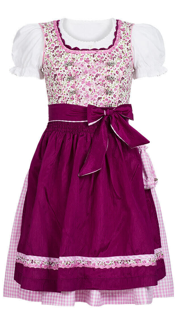 Kinderdirndl Nadja in Beere, 3-teiliges Set