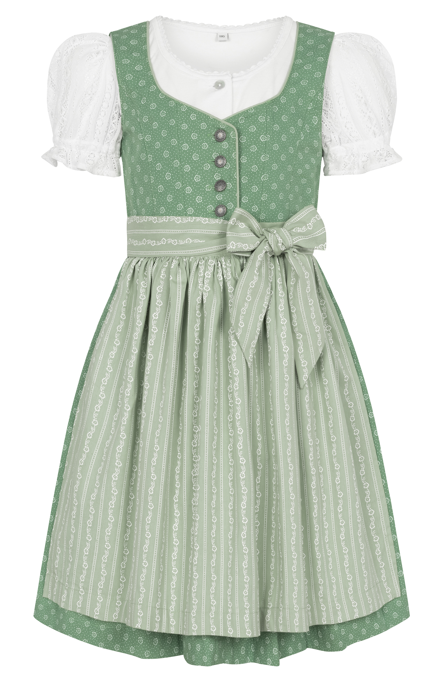 Kinderdirndl Flores in Almgrün, 3-teiliges Set