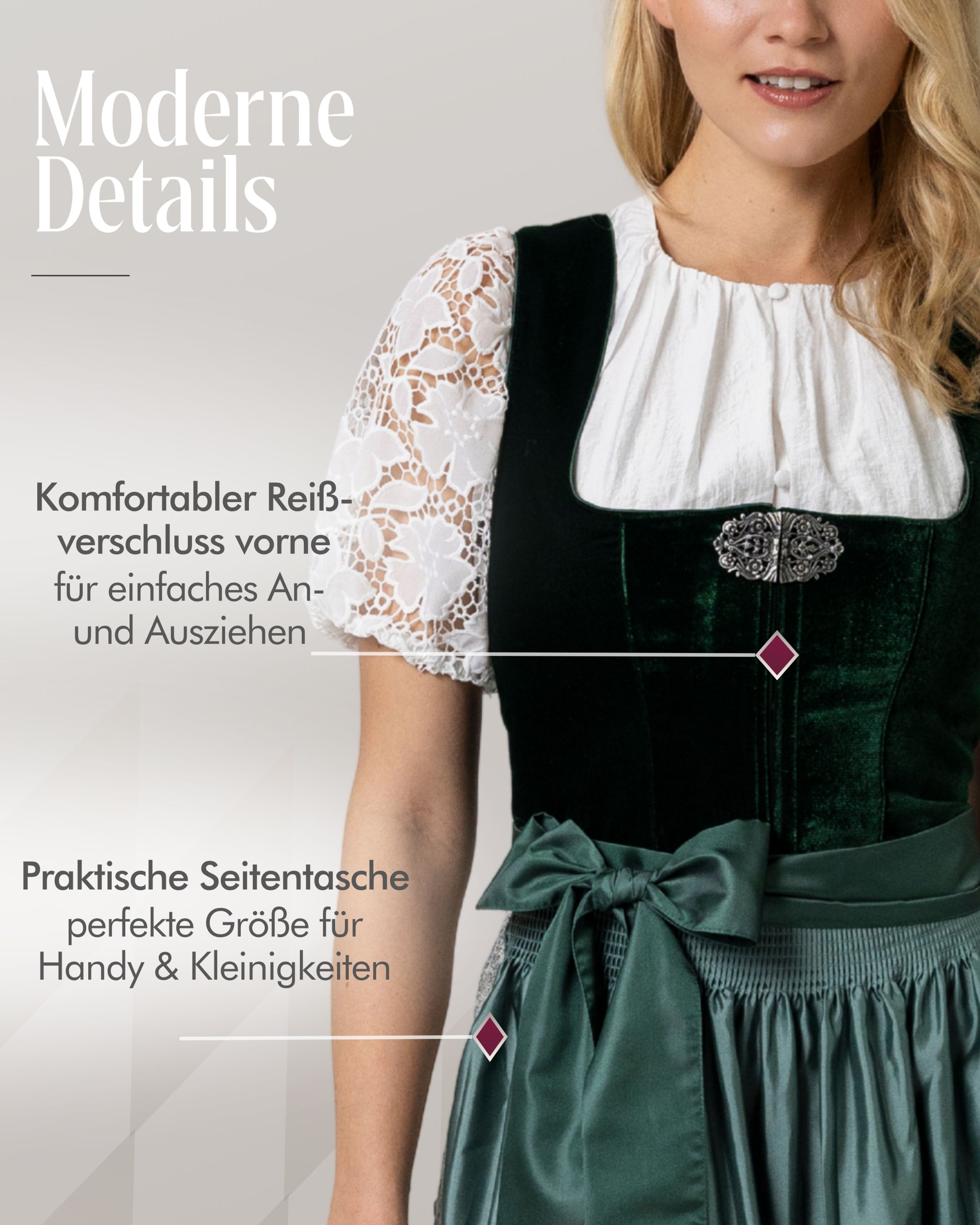 Dirndl midi Malies in Dunkelgrün von Nübler
