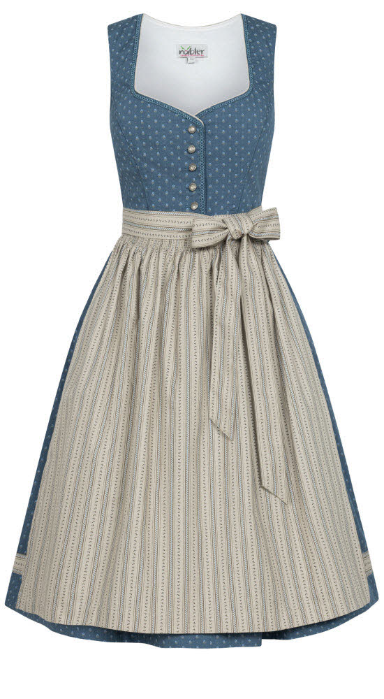 Midi Dirndl Felicitas in Rauchblau von Nübler