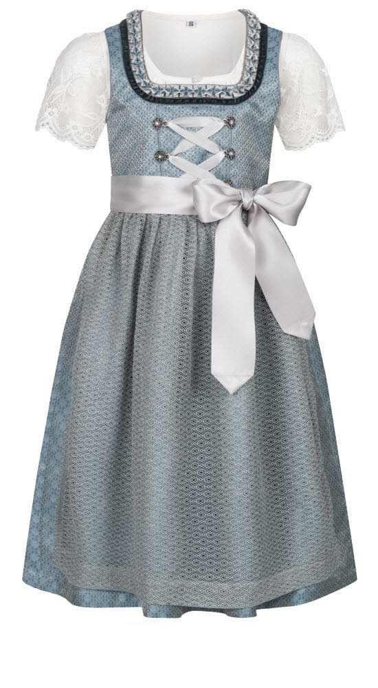 Kinderdirndl 3-teilig Laura in Eisblau von Nübler