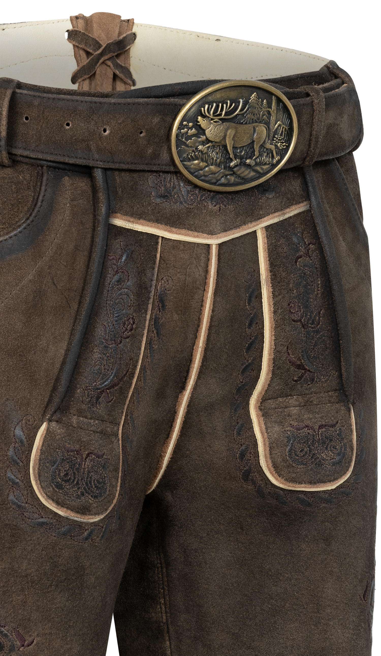 Lederhose kurz Lasse in Aschbraun von Nübler