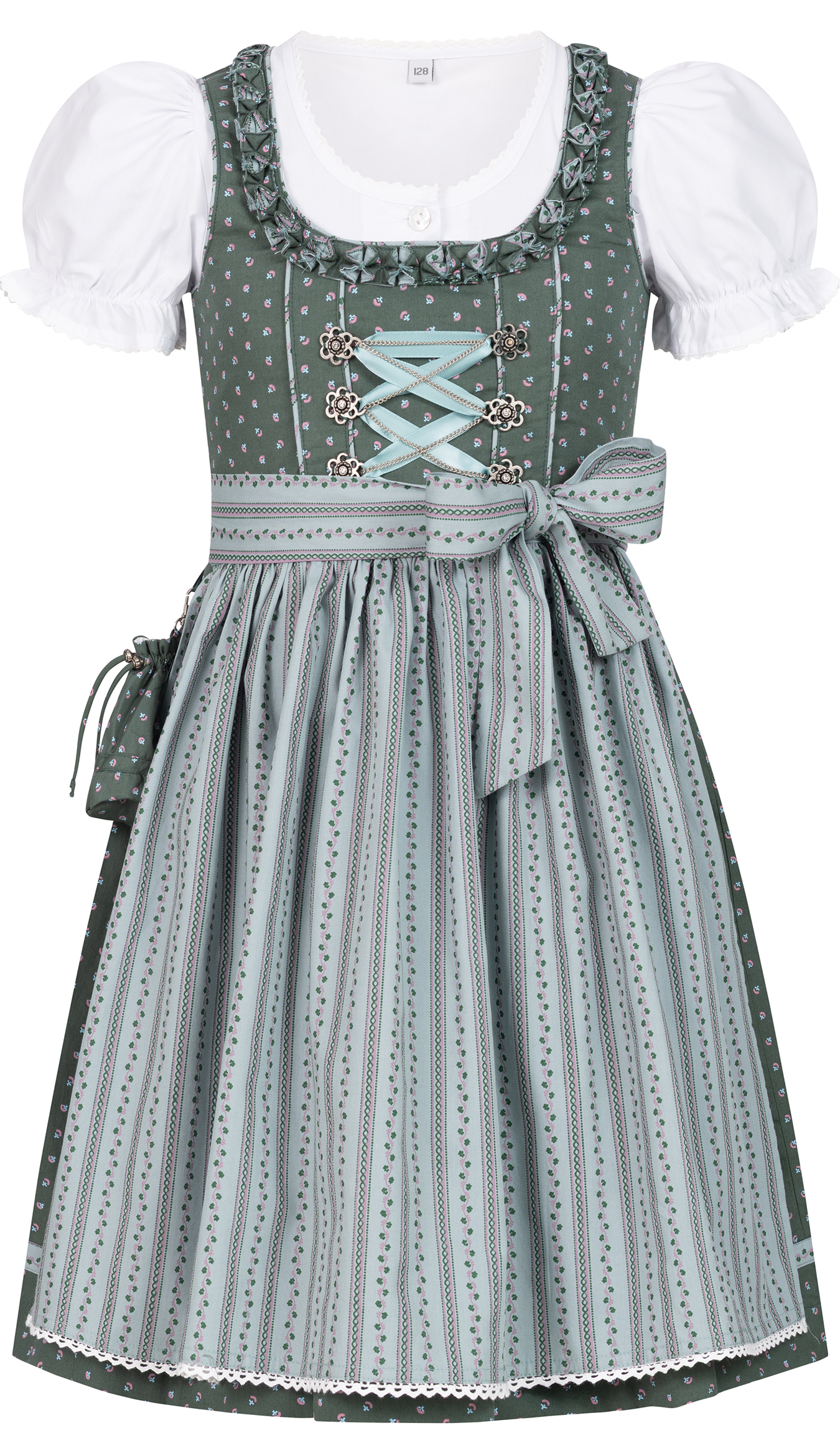 Kinderdirndl Nabila in Petrol, 3-teiliges Set