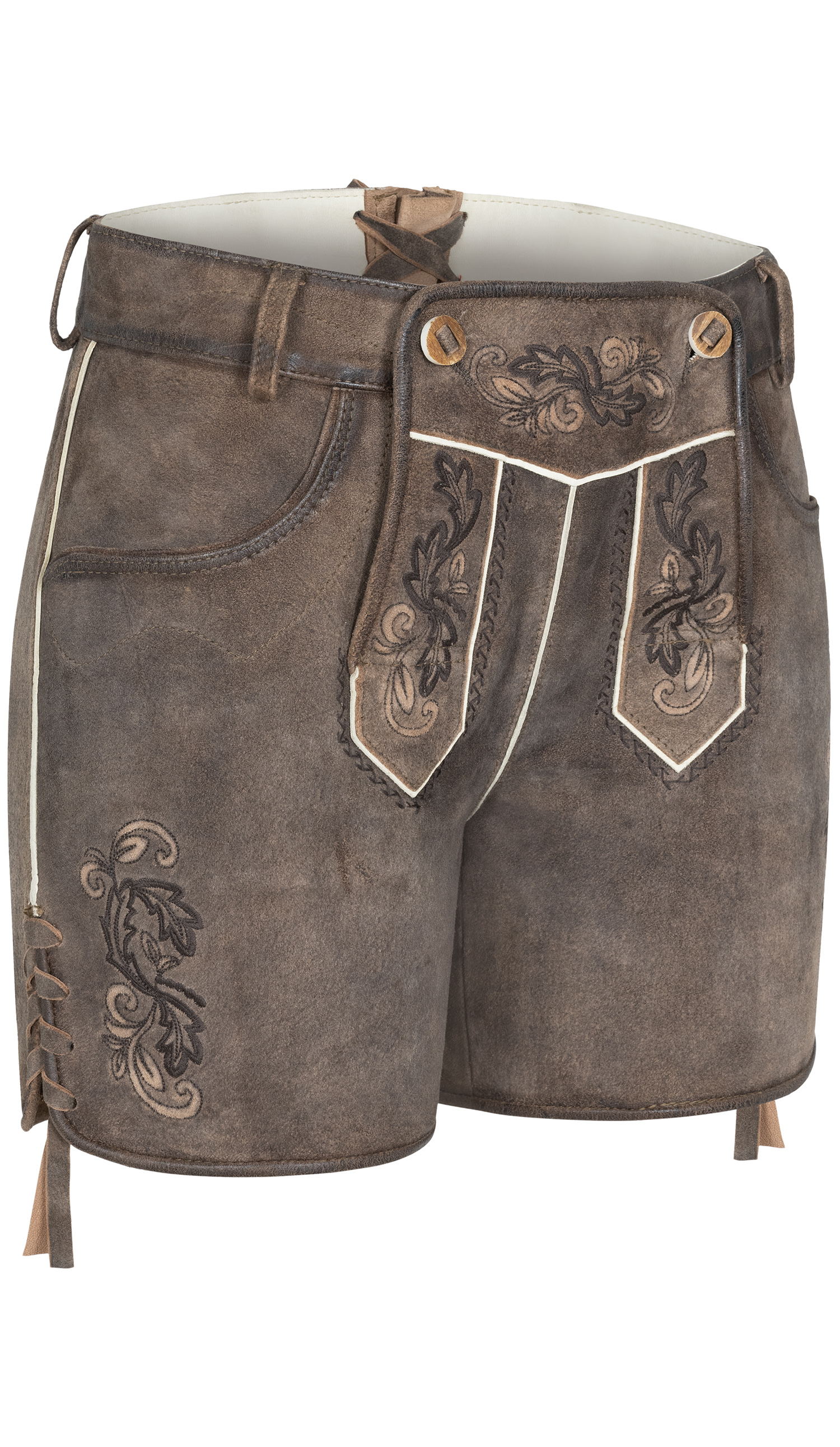 Lederhose Hotpant Nelly in Kaffee von Nübler