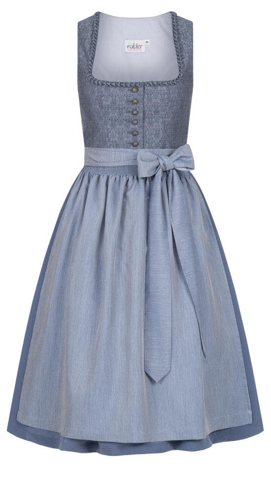 Midi Dirndl Elsa in Rauchblau von Nübler