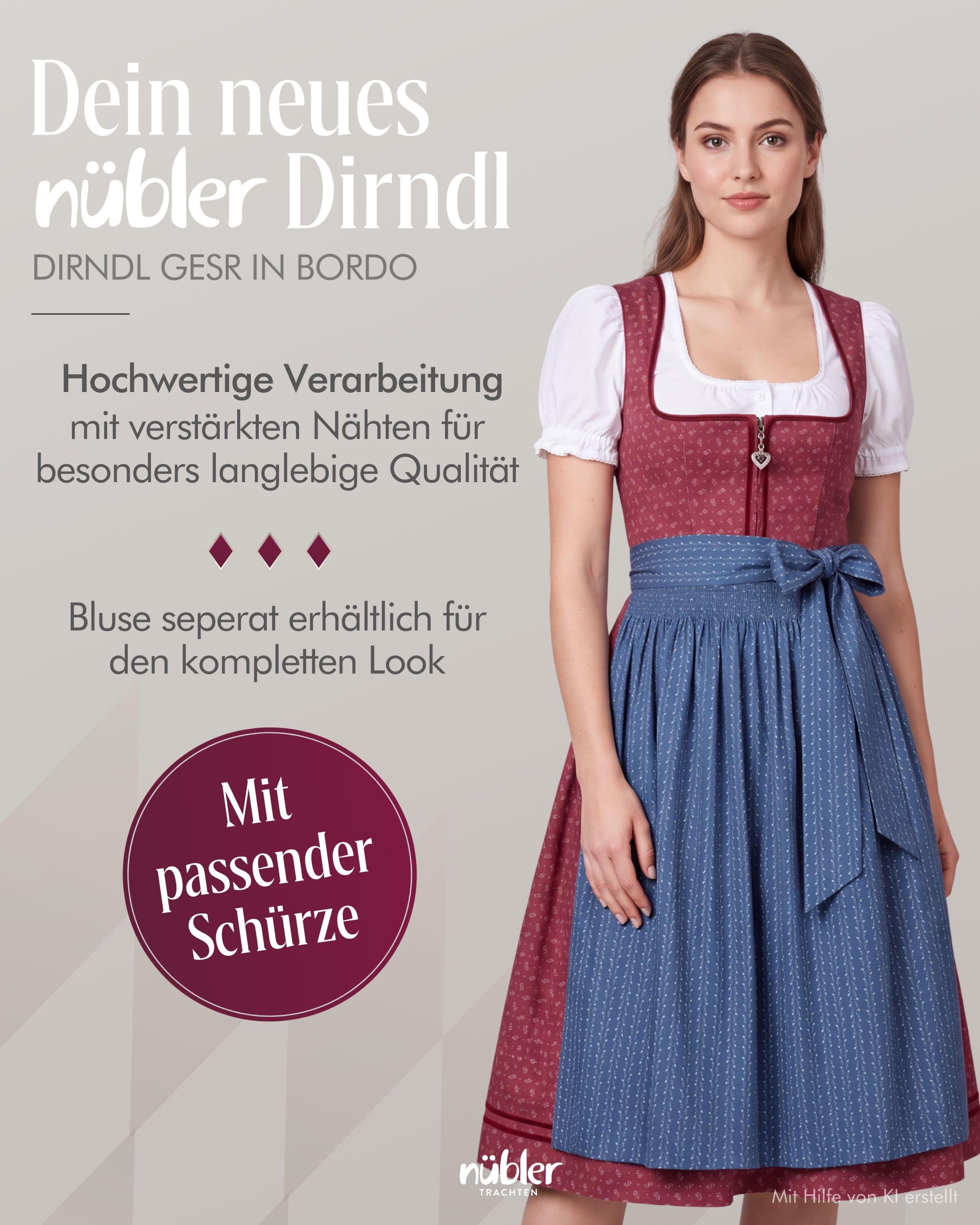 Midi Dirnd Gesr in Bordo von Nübler