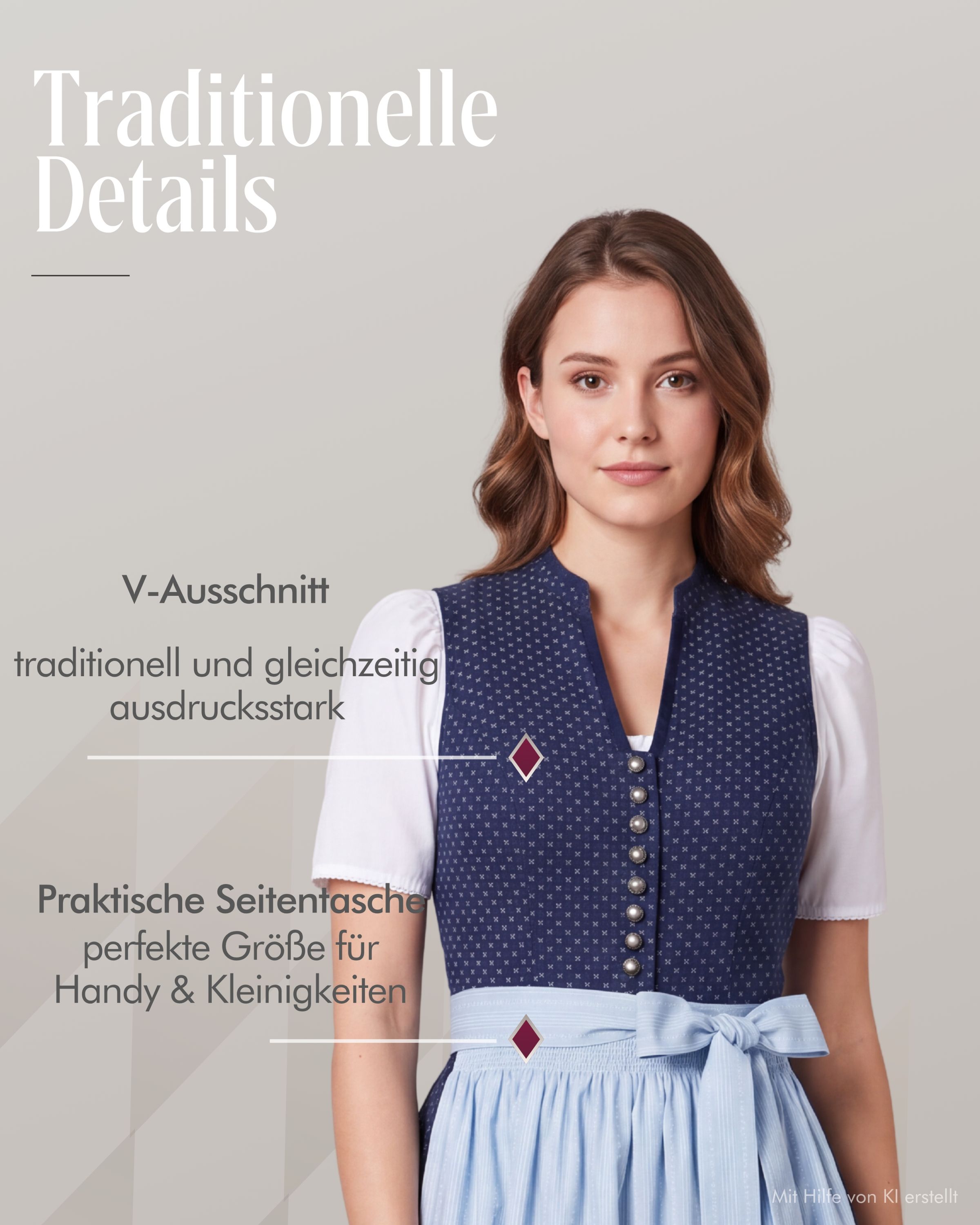 Midi Dirndl Florence in Blau von Nübler