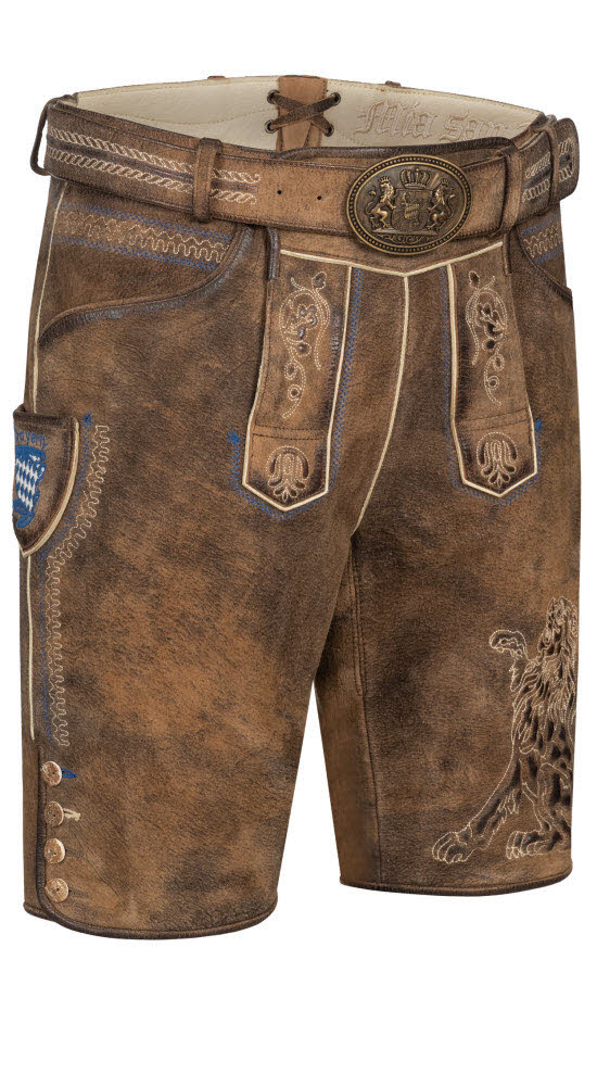 Lederhose kurz Bavarian in Braun von Nübler