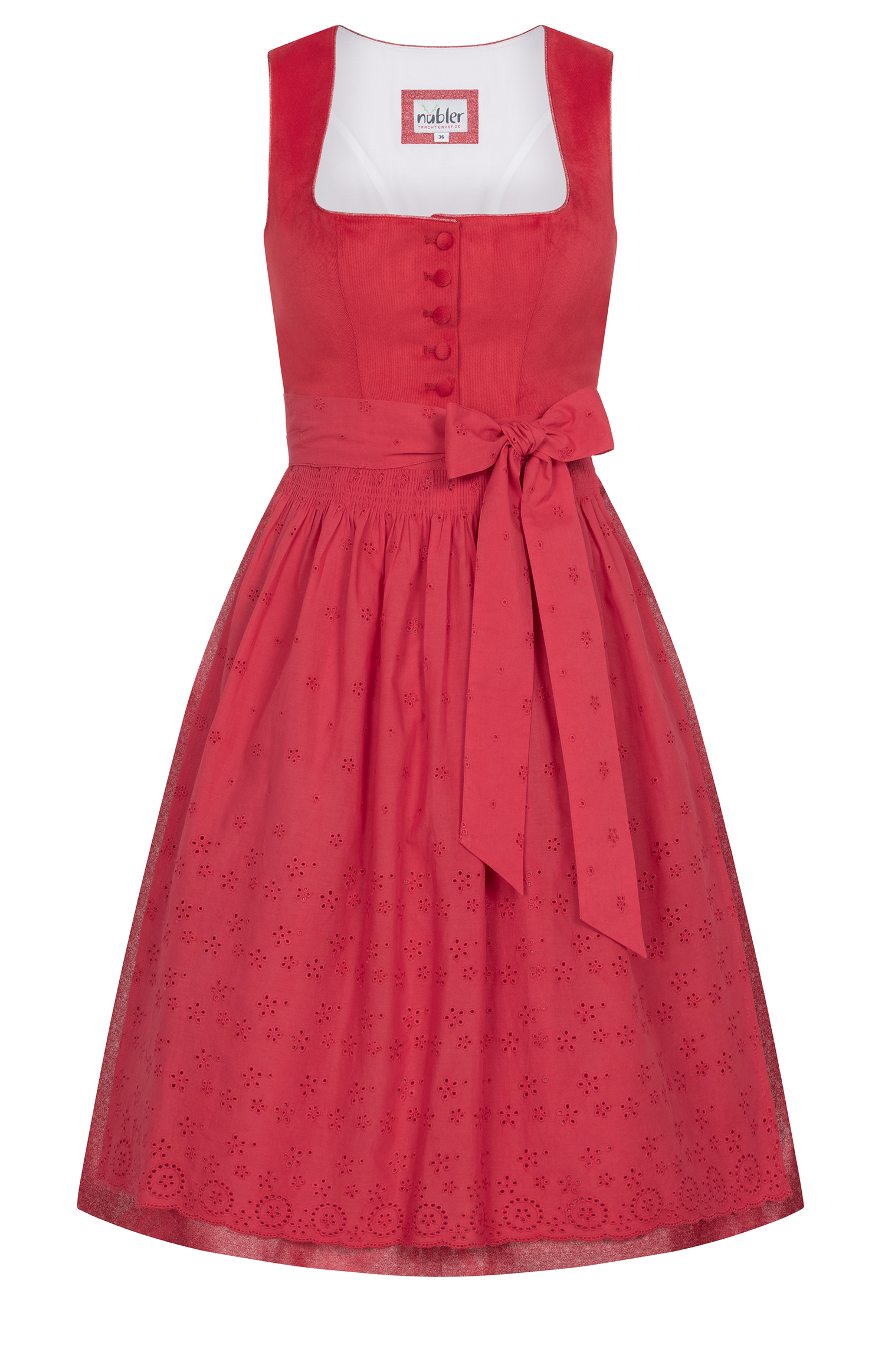Midi Dirndl Babette in Rubinrot von Nübler