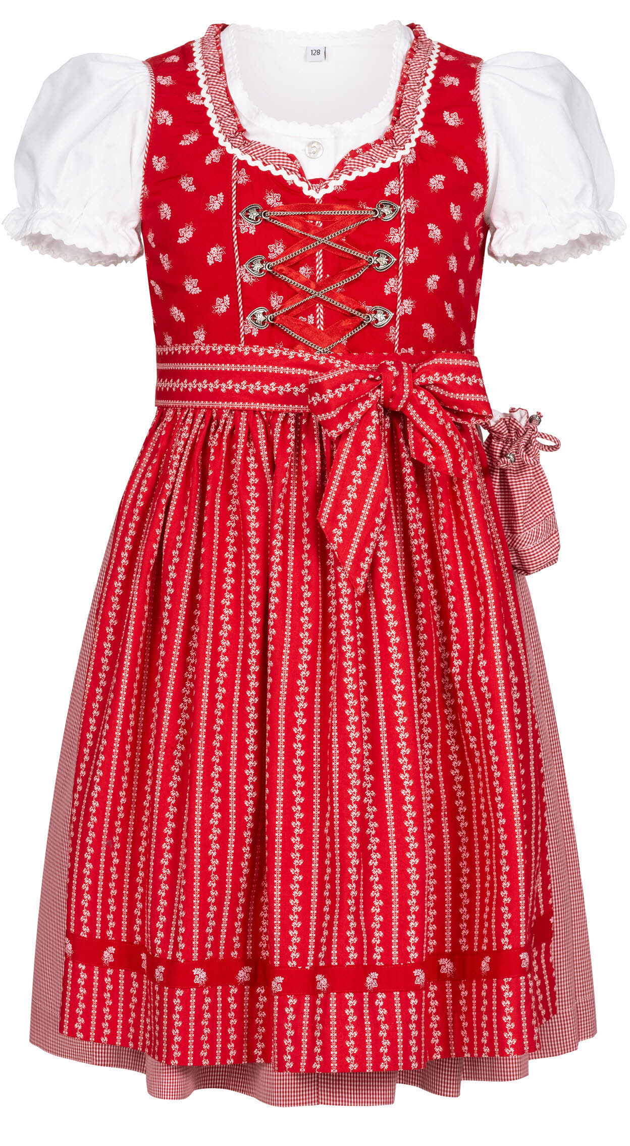 Kinderdirndl Larissa in Rot, 3-teiliges Set