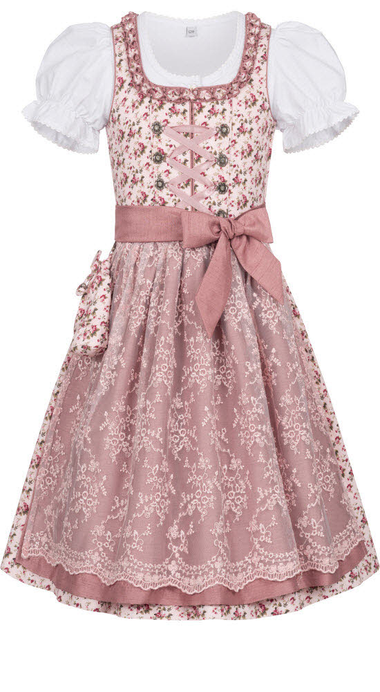 Kinderdirndl 3-teilig Matilda in Rosé von Nübler