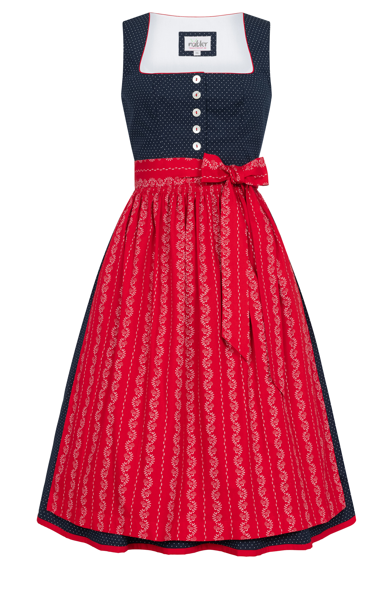 Midi Dirndl Worthersee in Marina-Kirschrot von Nübler