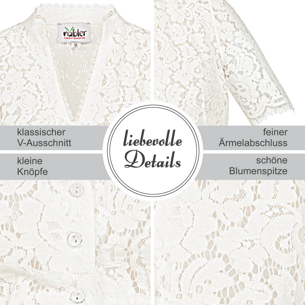 Dirndlbluse Kurzarm Melani in Creme von Nübler