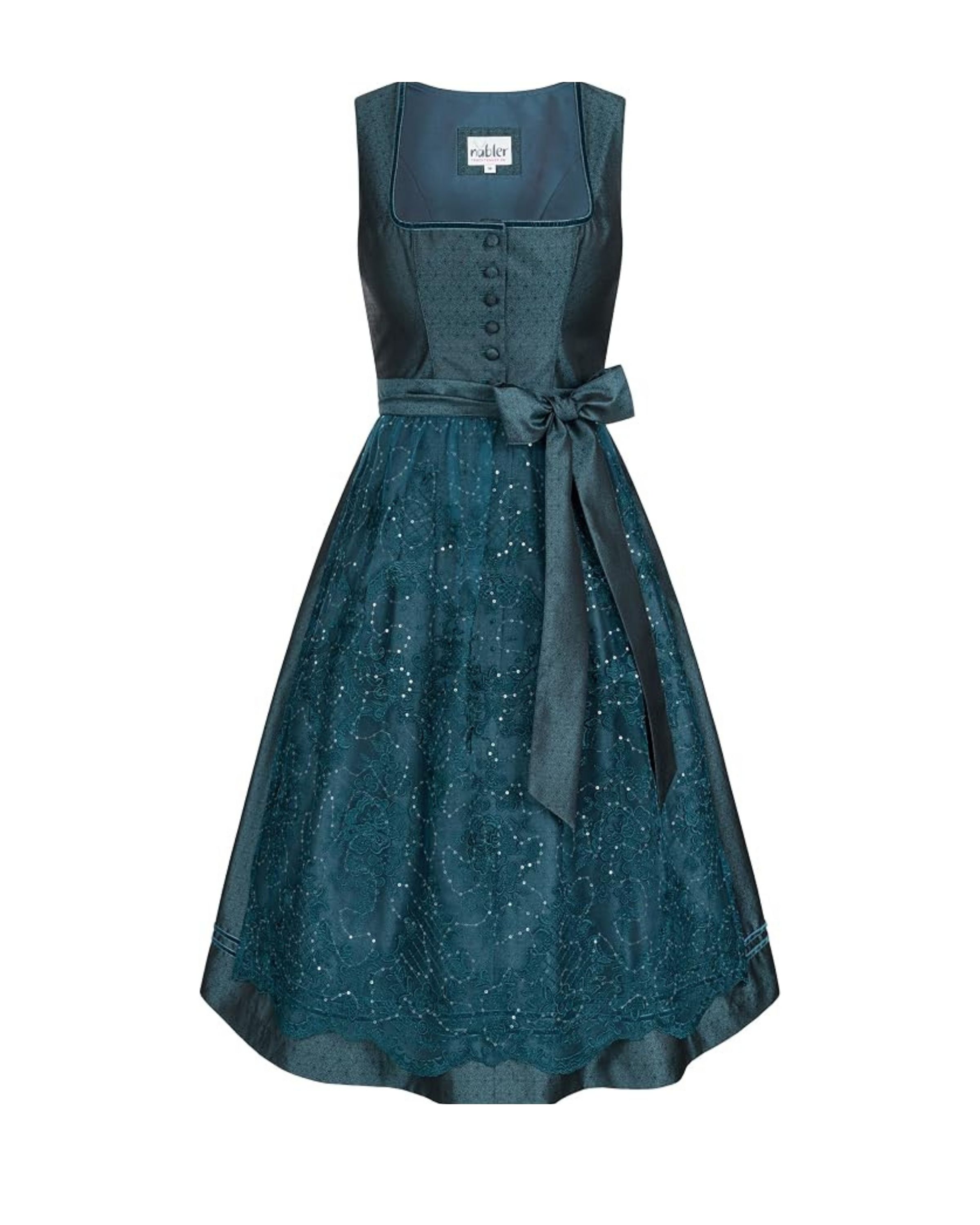 Midi Dirndl Kerala in Ozeanblau von Nübler