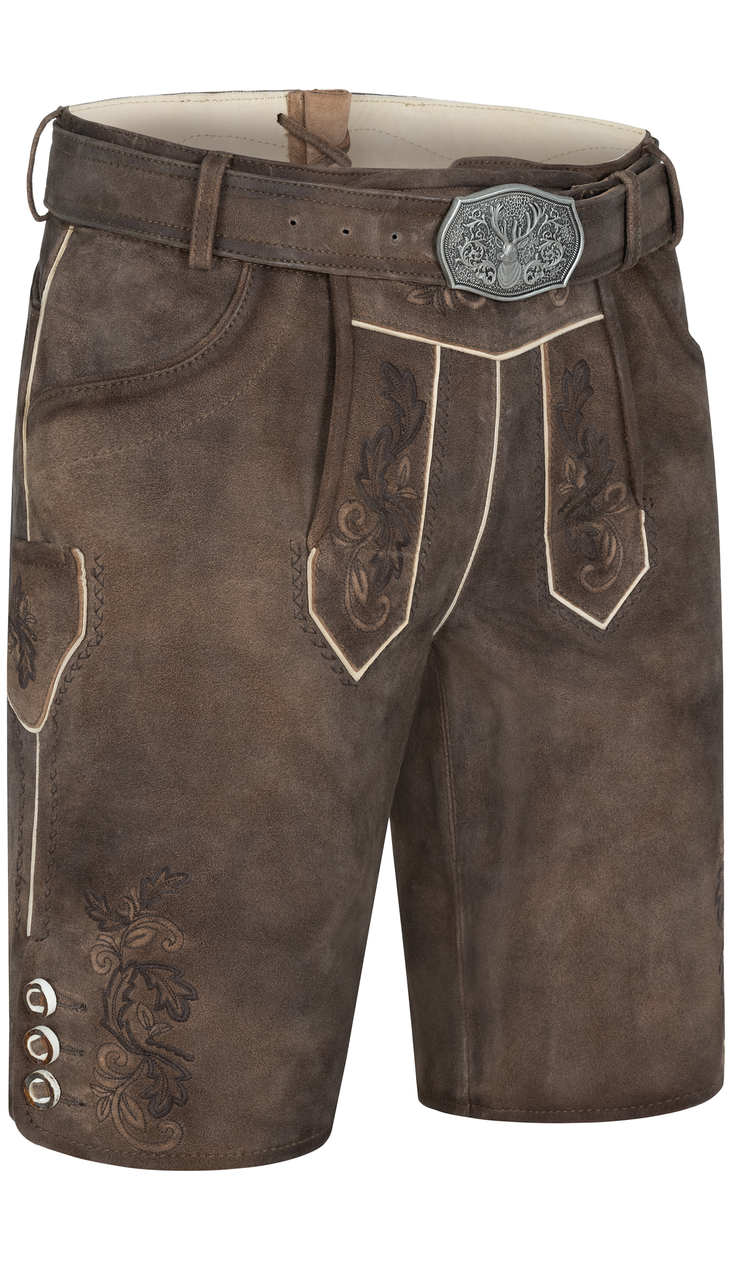 Lederhose Kurz Steffl in Kaffeebohne von Nübler