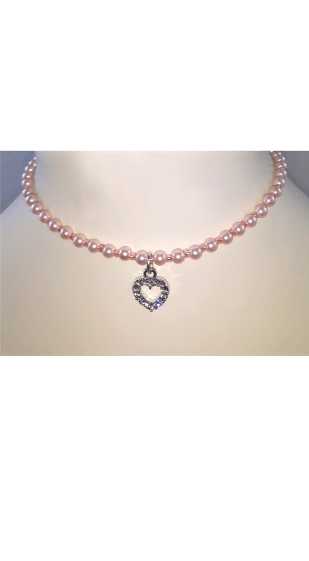 Kinder-Trachtenkette Rosa Perlen mit Glitzerherz von Hahn