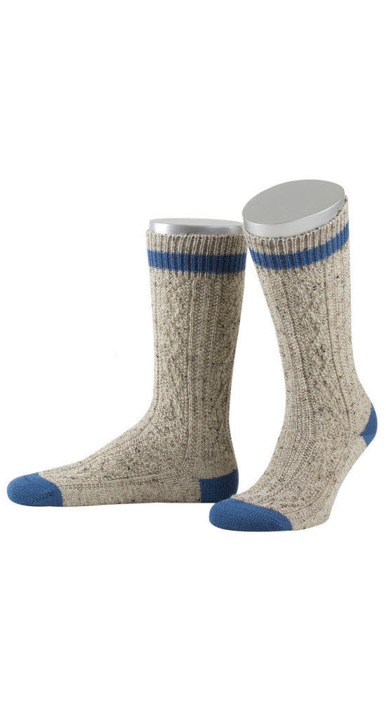 Herren Socken Paul in Natur-Blau meliert von Dirks Herren Socken Paul in Natur-Blau meliert von Dirks