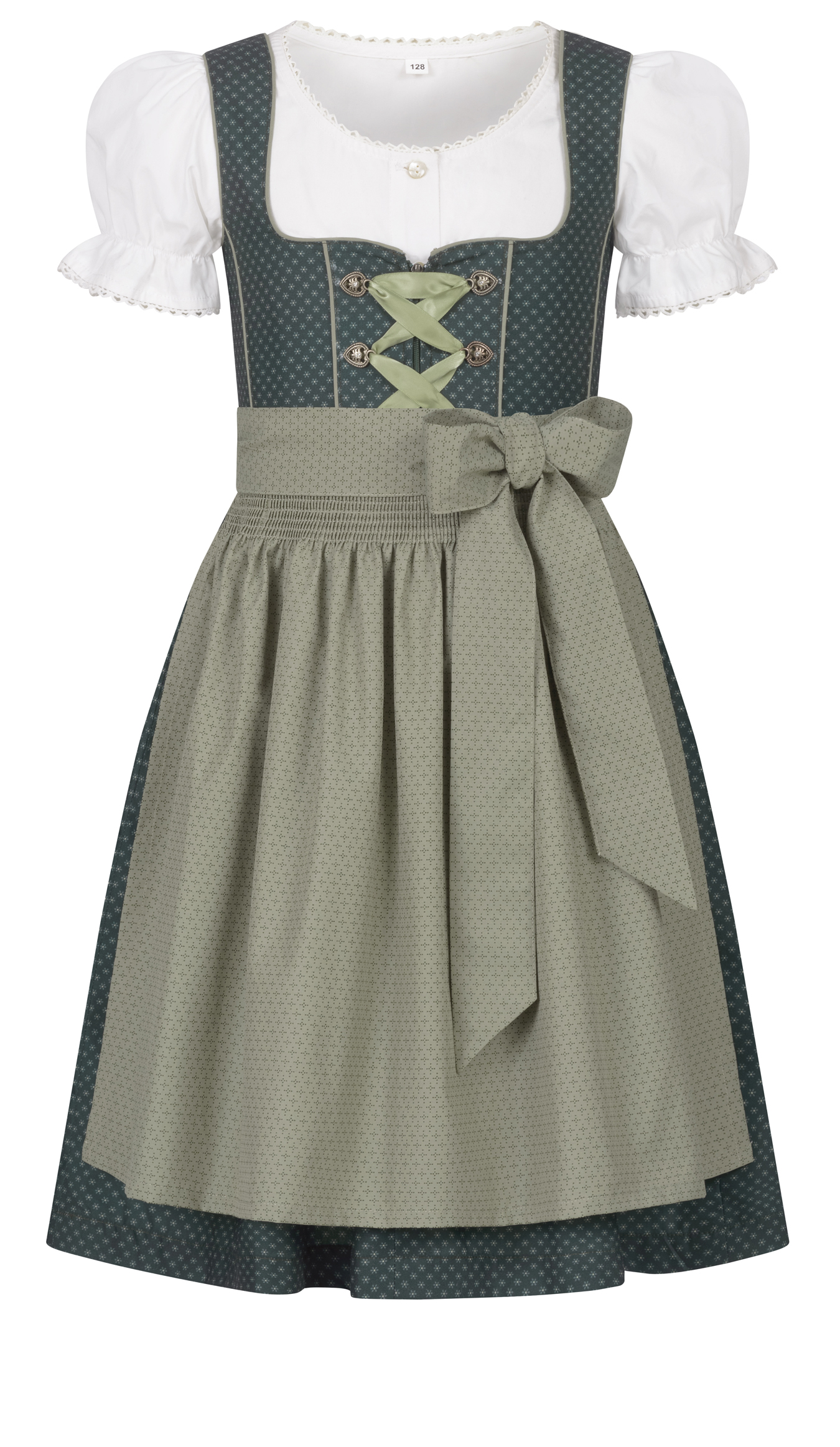 Kinderdirndl Petra in Grün, 3-teiliges Set