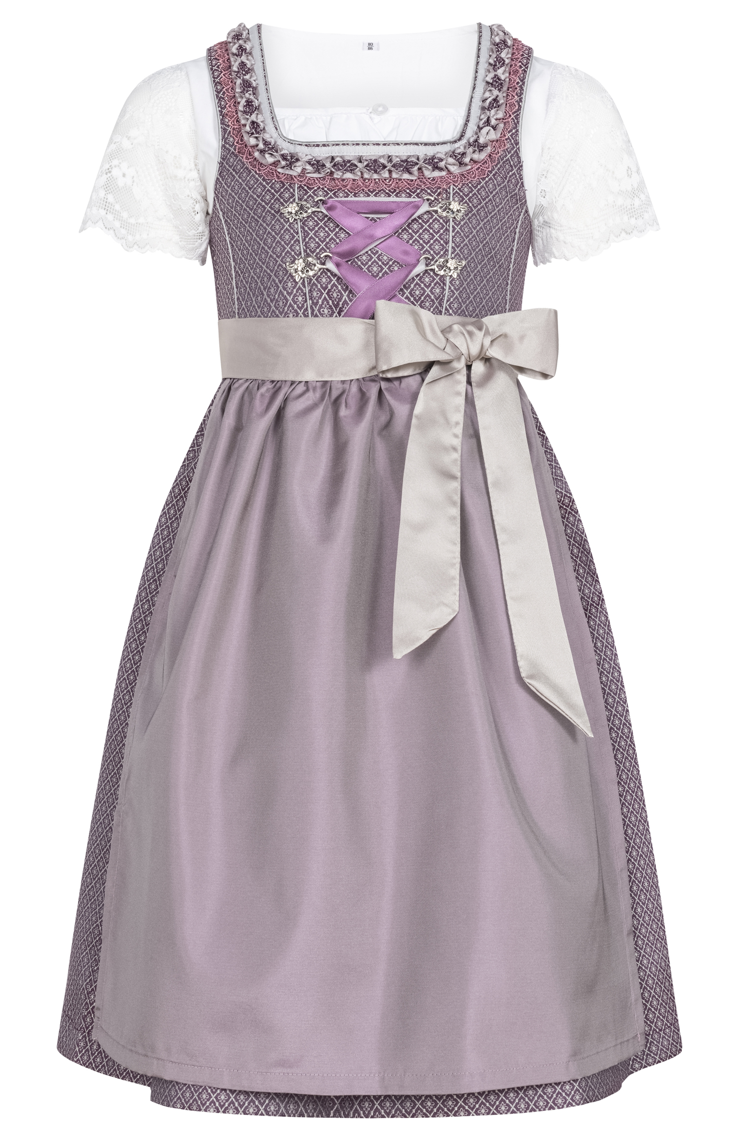 Kinderdirndl Gavrila in Aubergine, 3-teiliges Set