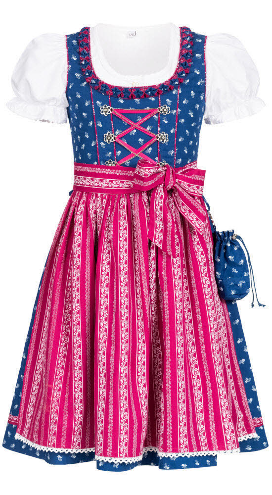 Kinderdirndl Demi in Dunkelblau, 3-teiliges Set