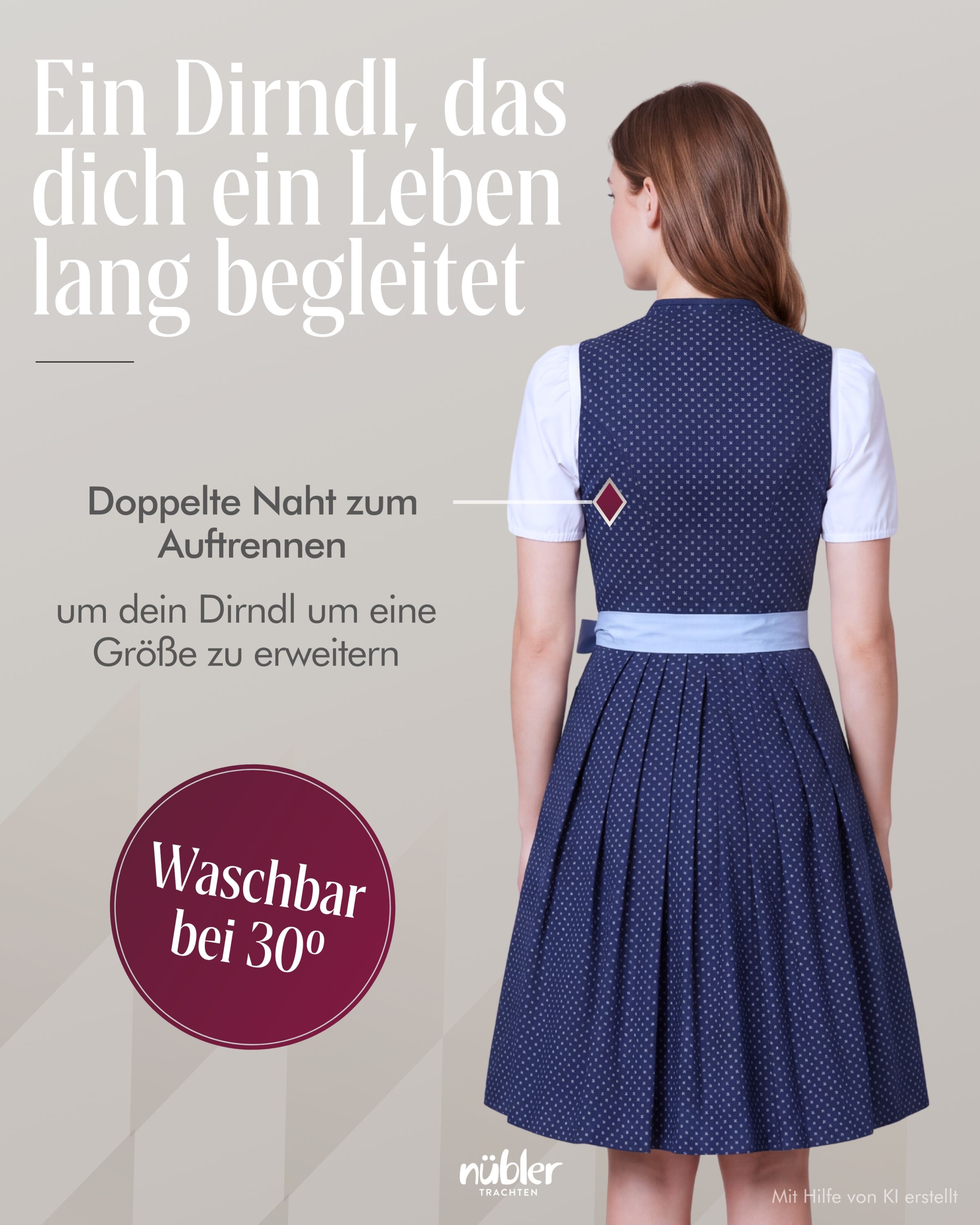 Midi Dirndl Florence in Blau von Nübler