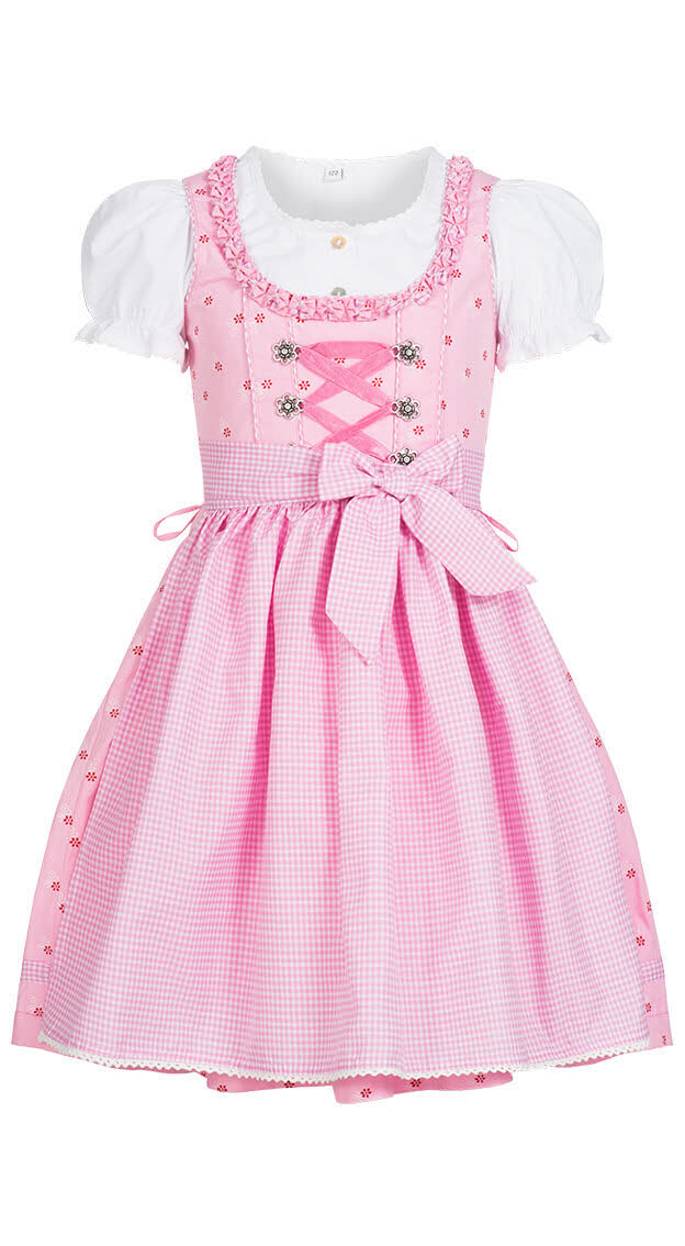 Kinderdirndl Linda in Rosa, 3-teiliges Set