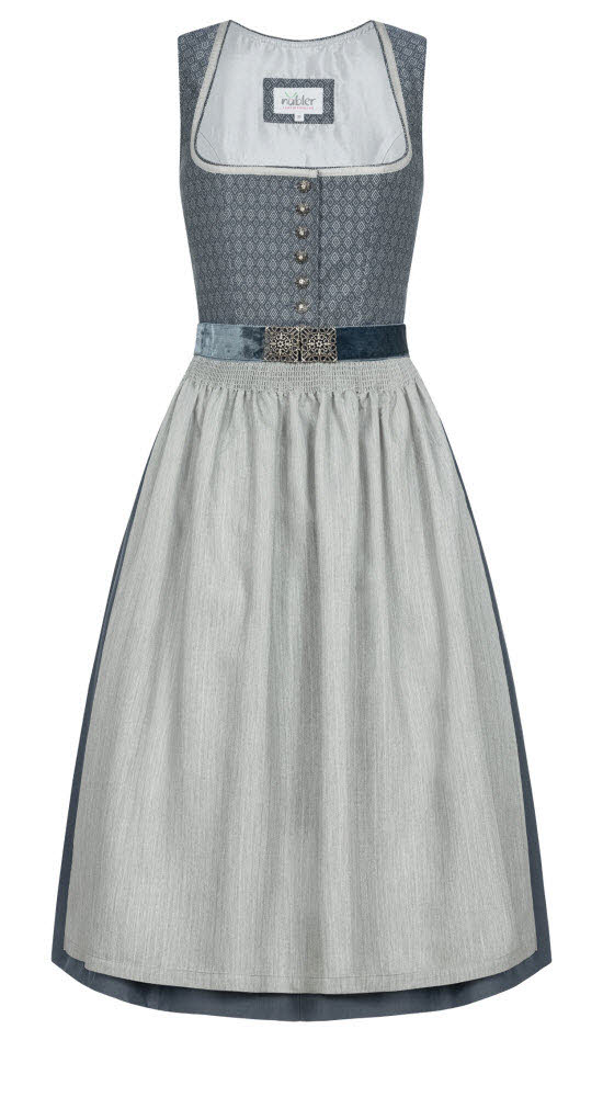 Midi Dirndl Edda in Blau von Nübler